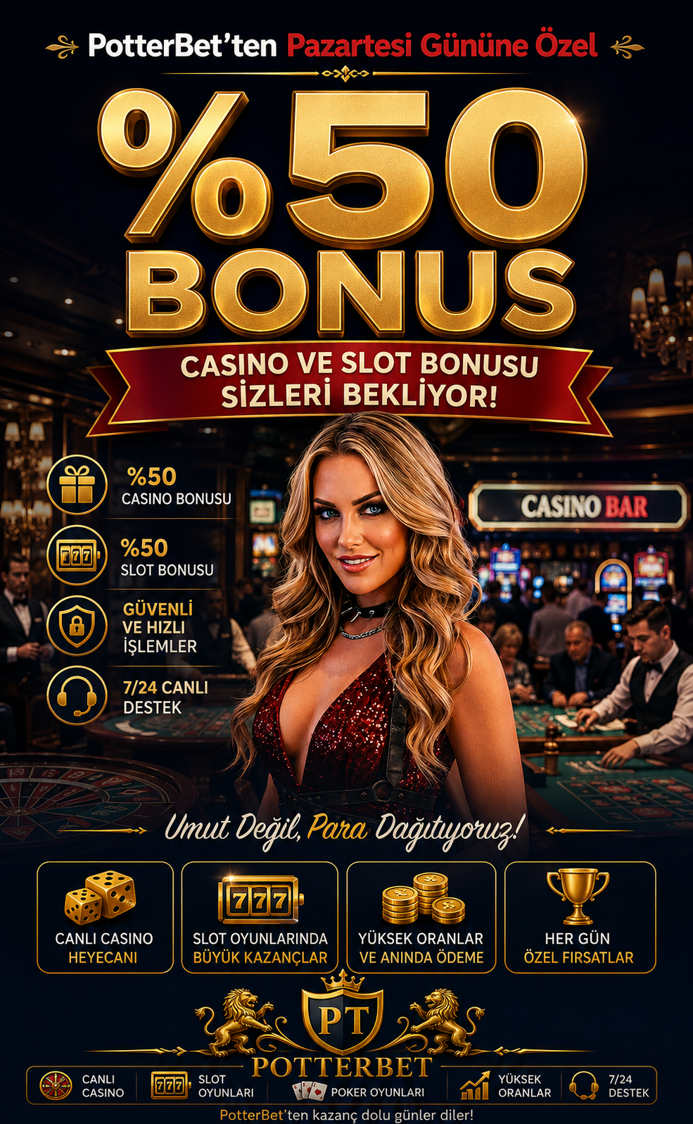 Pazartesi %50 Casino ve Slot Bonusu